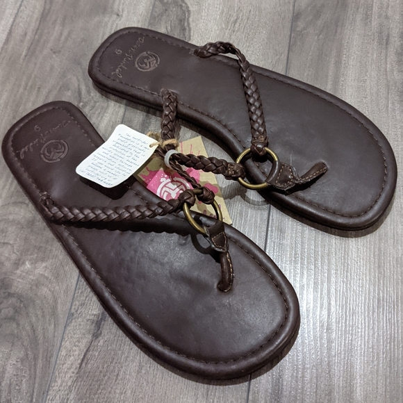 Shoes - Ocean Minded Brown Leather Sandals Thong 9